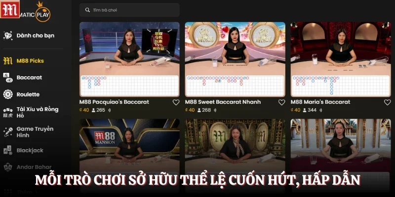 Casino M88 3 Mỗi trò chơi sở hữu thể lệ cuốn hút, hấp dẫn